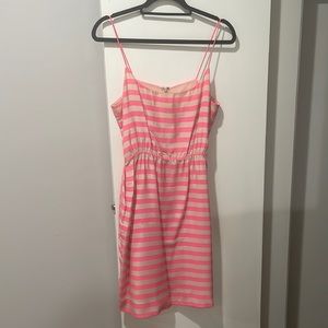 J.Crew silk, neon stripe, spaghetti strap dress